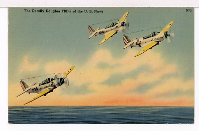 U. S. Navy Douglas TDB ''Devastator'' Torpedo Bombers 1930 - 1945 Postcard