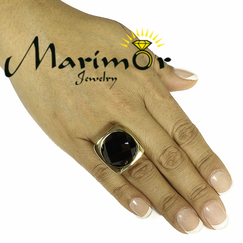 Anillo de moda de ónix sintético chapado en iones de oro 14k enchapado en iones de acero inoxidable, cóctel - Imagen 5 de 7