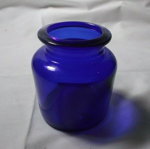vintage blue glass apothecary jar
