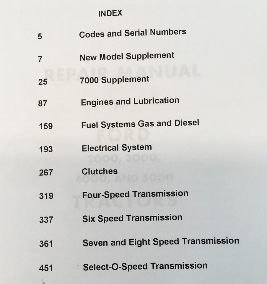 Ford 2000 3000 4000 5000 Series Tractor Service & Repair Manual (1965-1975 Models)