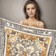 weiss Seide Bandana Seidentuch Seidenschal Halstuch Stola Tuch Beige 90x90 Damen