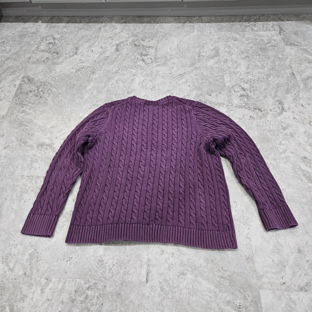 LL Bean Sweater womens sz 1X button Front cardigan Purple cable