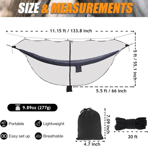 Portable Camping Hammock Bug Net Lightweight Outdoor Mosquito Netting Easy Setup - Picture 3 of 8
