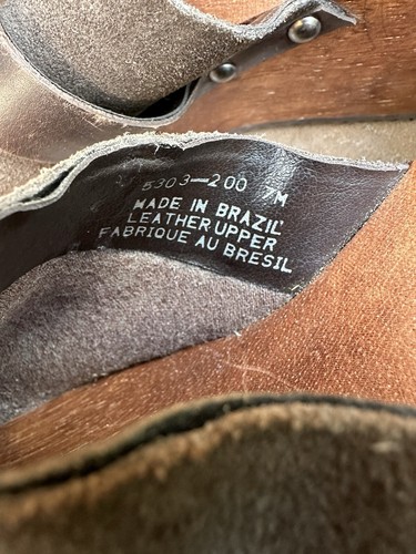 Vtg American Eagle 90s Y2K Brown Suede Wooden Clogs Sz 7 Chunky Heel Brazil - Picture 5 of 9