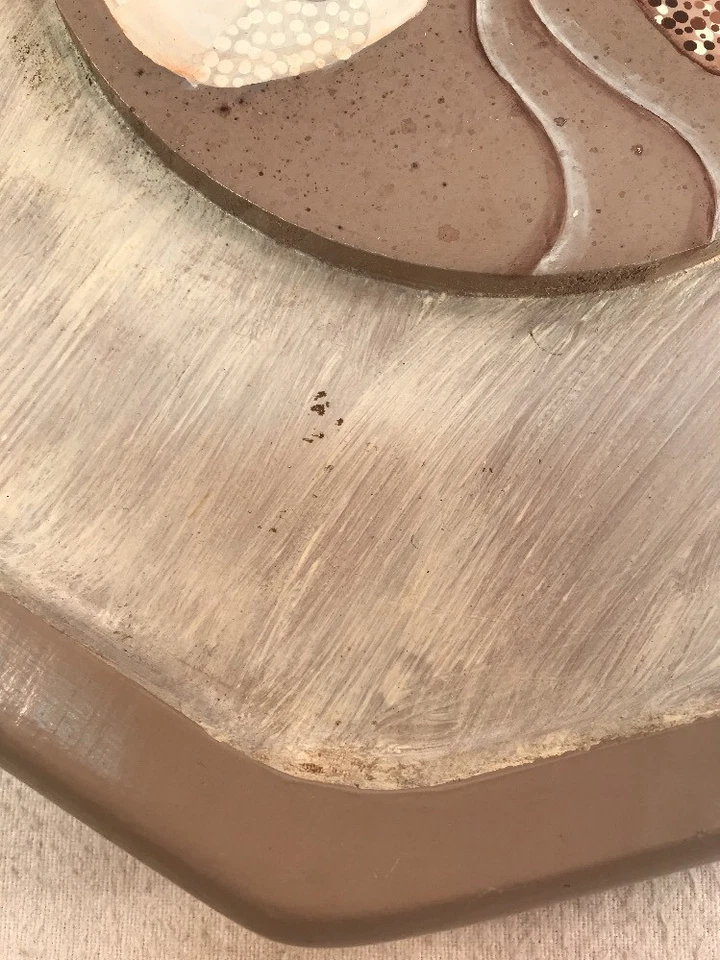 Vtg Cheese Dip Glass Dome Wood Footed Base Star Fish Shell Beach Serving Tray - Image 4 of 4