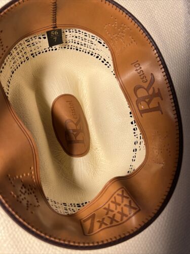 RESISTOL Straw Hat 7X Cowboy Hat RR Collection Size 56 / 7 New Black Band - Picture 4 of 9