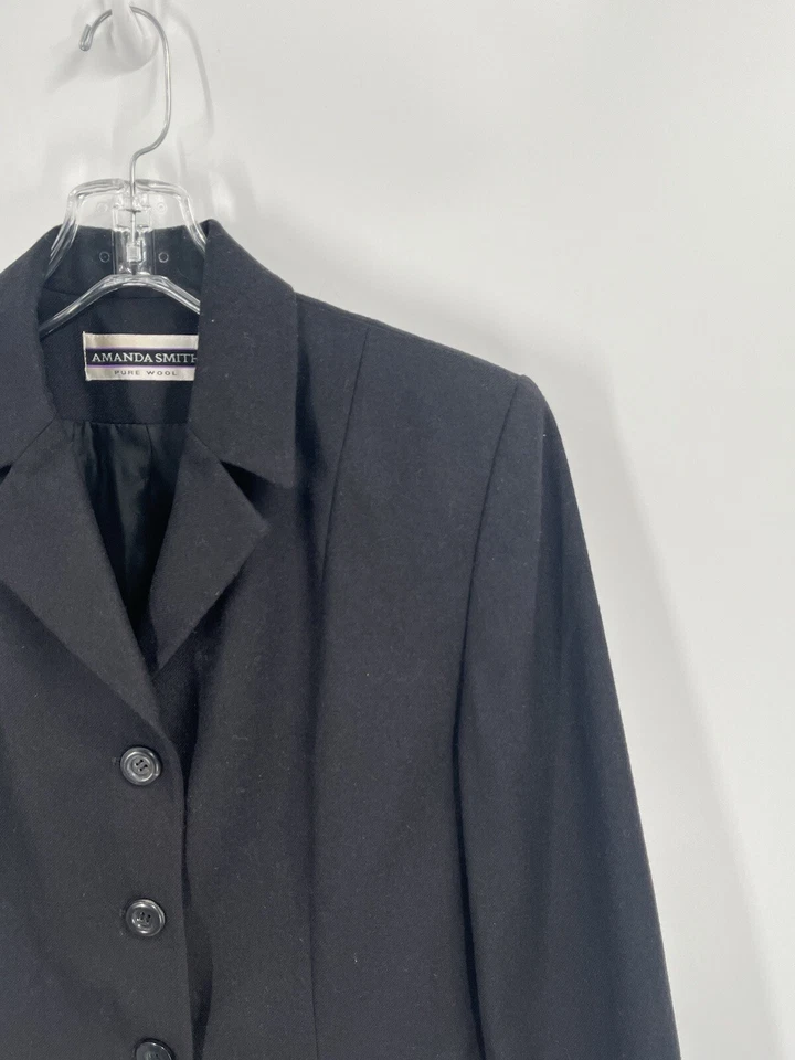 Куртка блейзер Amanda Smith черная длинная линия 100% шерсть размер 4 - Изображение 3 из 4