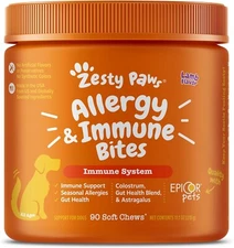 Zesty Paws Allergy Immune Supplement for Dogs 90 chews Lamb Flavor EXP 2026