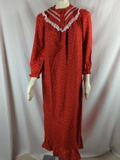 Vintage 60s floral lightweight Flannel Nightgown Cottagecore Gown Medium flaw
