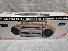 Lenoxx Sound CT-744 AM/FM Stereo Dual Cassette Recorder Yellow