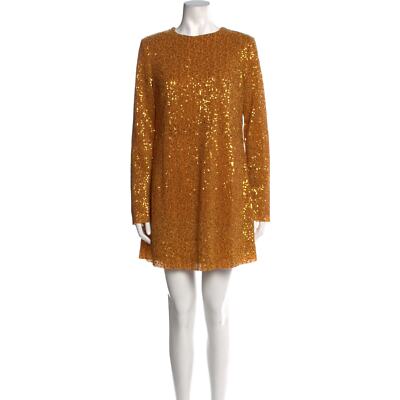 NEW STINE GOYA Odis Gold Sequined Designer Pliss-Knitted Mini Dress Size  Small | eBay