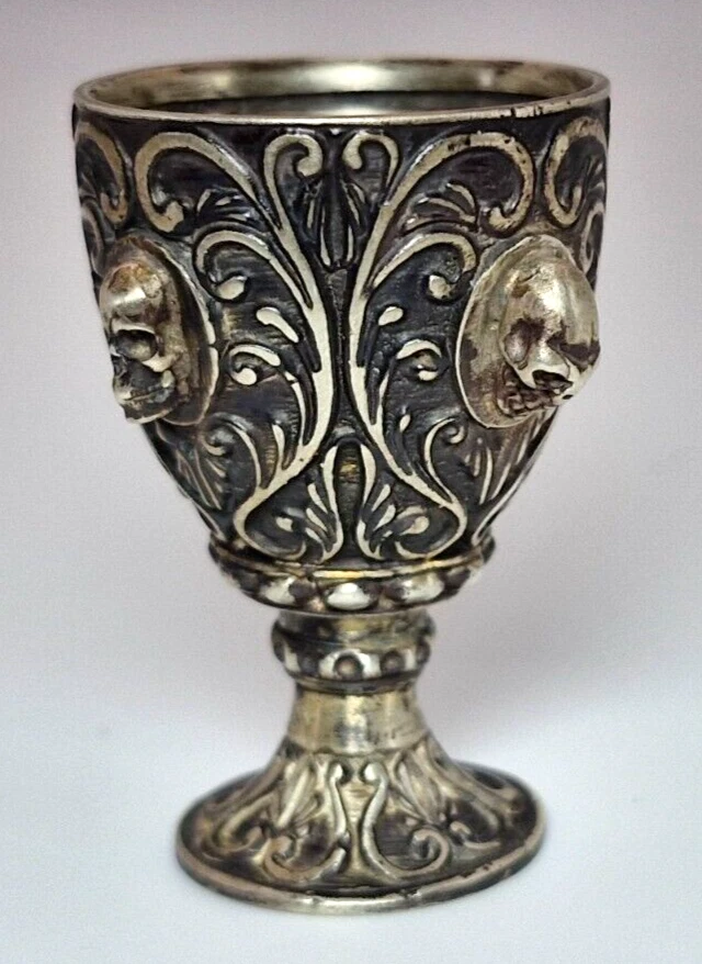 Antigua Copa Plata de Ley 88 Memento Mori Calavera Victoriana Foto 3 de 4