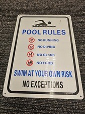  QTY 3 Pool Rules Sign Warning Swim At Your Own Risk Sign 13-3/4" x 9-3/4"