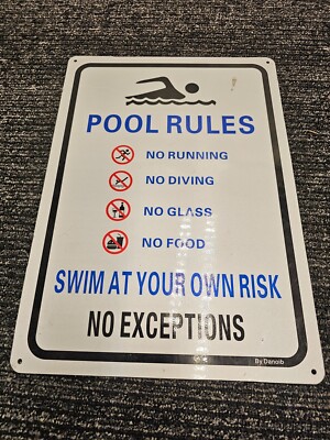 (QTY 3) Pool Rules Sign Warning Swim At Your Own Risk Sign 13-3/4'' x 9-3/4''