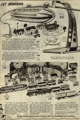1955 PAPER AD 4 PG Marx Toy Electric train Set Twin Diesel Jet