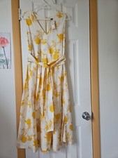 NWT Ann Taylor Factory100% Cotton Midi Dress Size S Cotton Lining Belted Yellow 