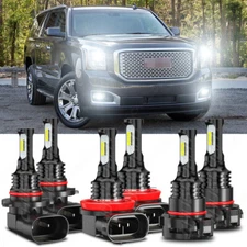For GMC Yukon 2015 2016 - 6x Combo LED Headlights Hi-Lo + Fog Light Bulbs Kit