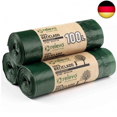 Relevo 30 Stück Müllbeutel 100 L - 100% Recycelt Müllsäcke