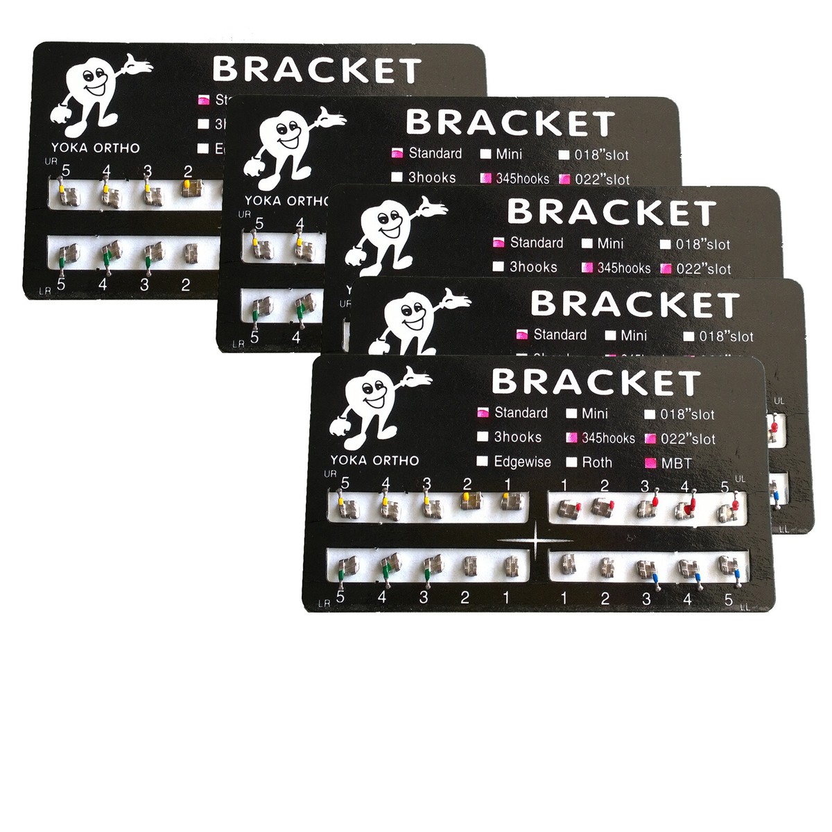 YOKA Ortho Metal Brackets – Mini Standard Roth/MBT .022 .018, With Hooks, Orthodontic Braces