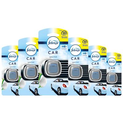 Febreze Cotton Fresh Auto Clip Lufterfrischer Geruchsbeseitigung Auto Lüftungsflüssigkeit x6