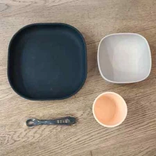 Beaba Baby 4-Piece Silicone Dinner Set Midnight Blue, 4 Month+ New
