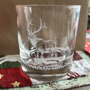 Imported Canadian Mist Whiskey/Rye promo ad bar clear glass etched Elk