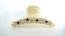 Clear transparent lite golden beige crystal star hair claw clip for fine, thin
