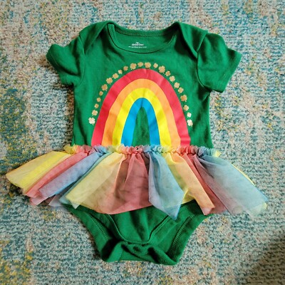 Girl s Saint St Patrick s Day Rainbow Tutu Bodysuit Green Size 6-9M