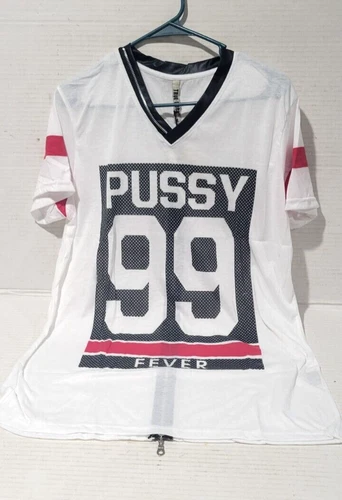 New !! Graphic "Pussy 99 Fever" Club Style DJ Women T-Shirt Midi-Tunic Size Med