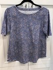 J Jill Long Sleeve Paisley Tee Women’s’ Size Medium Crewneck Pima Cotton Blue