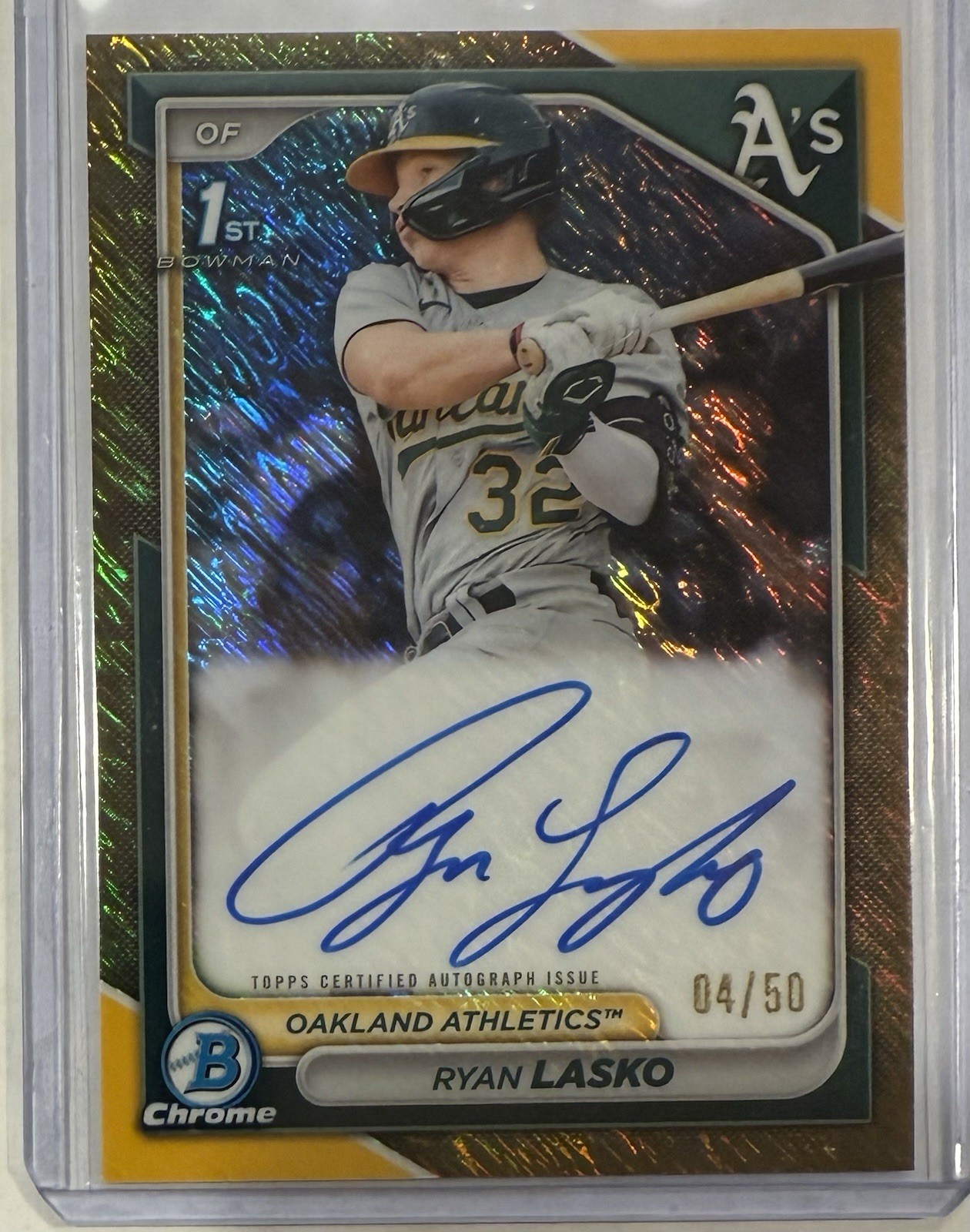 Bowman Chrome Ryan Lasko 2024 1st Auto GOLD SHIMMER /50