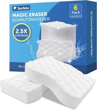 Surfela 6 Pack Magic Eraser Sponge for Walls - 9.6×6.6×2cm, White 6 Pieces 
