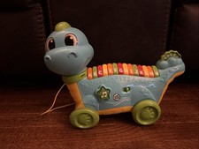 LeapFrog LETTERSAURUS Blue Dinosaur Pull Toy ABCs Colors Music Learning