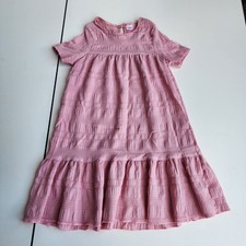 Shein Kids Pink Crinkle Short Sleeve Dress Midi Sz 6Y