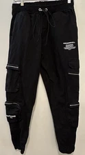 BOOHOO MAN MENS CARGO PANTS SIZE M JOGGERS BLACK Quavo Huncho Collection