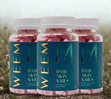 WEEM Hair Skin and Nails Gummies, Vegan biotin Vitamins, Healthy Hair- Pack of 3