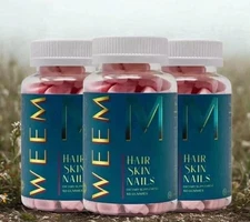 WEEM Hair Skin and Nails Gummies, Vegan biotin Vitamins, Healthy Hair- Pack of 3