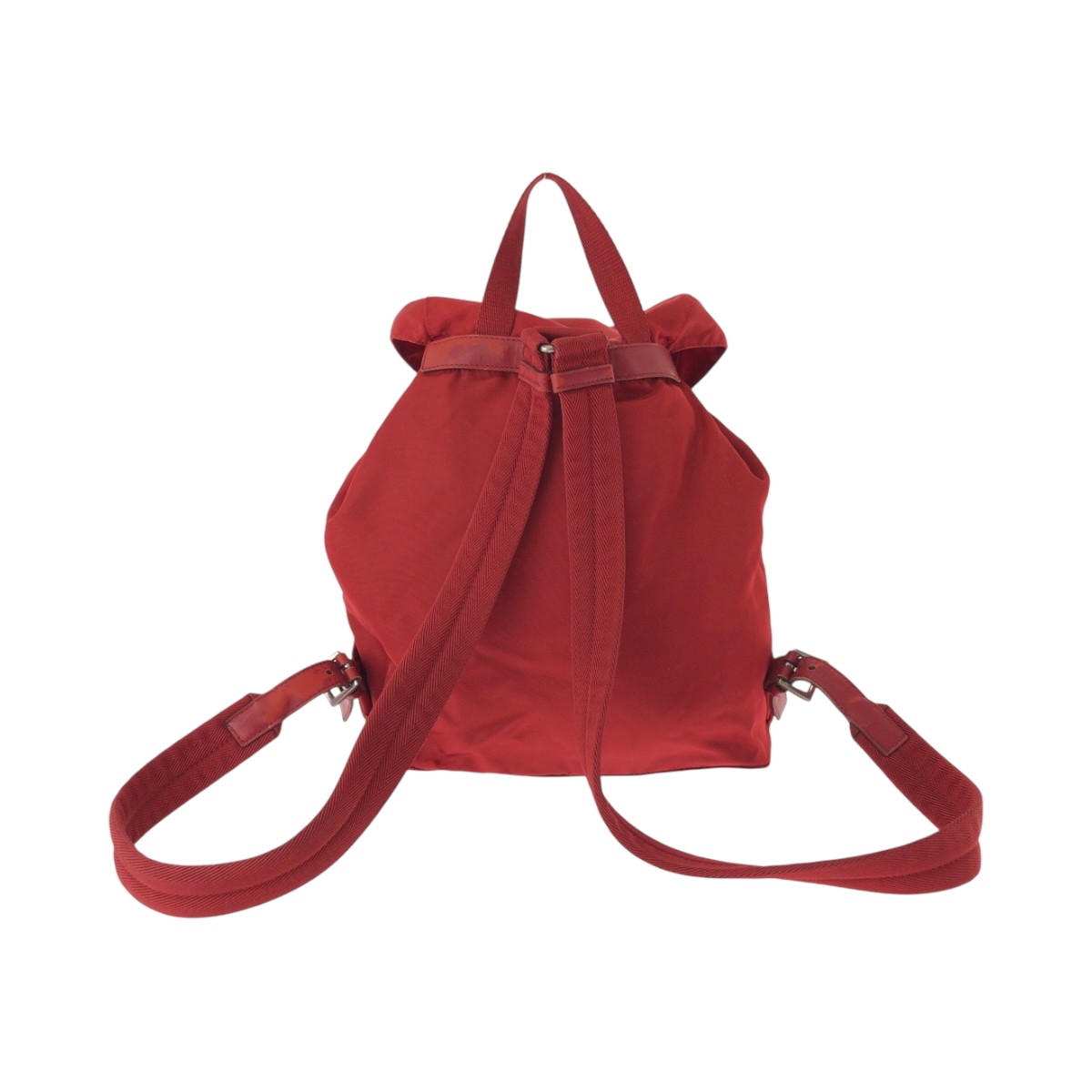 PRADA Tessuto Triangle Logo Plate Red Silver Hardware Nylon B4650 Rucksack Backp thumbnail 2