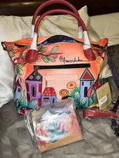 Anuschka Leather Handbag and Wallet NEW WITH TAGS Village of Dreams Hand Painted