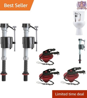 Universal Toilet Repair Kit With Fill Valve and Flapper Fits Most 2'' Toilets