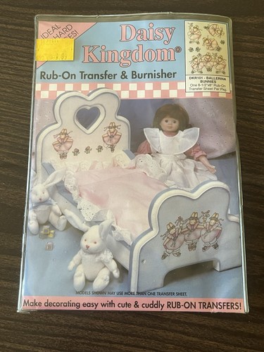 Daisy Kingdom Rub-On Transfer & Burnisher Ballerina Bunnies Vintage NOS