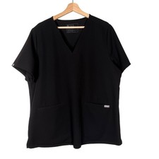 FIGS Technical Collection Black V-Neck Scrub Top XXL FW1100 Short Sleeve