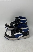 Puma Unisex Kids Rebound Layup Black White Blue Leather Sneaker Shoes Size 1C