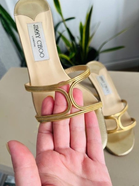 Women Jimmy Choo Heels Gold Leather 35.5