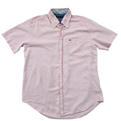 Tommy Hilfiger Mens Pink Cotton Button Down Shirt Size M