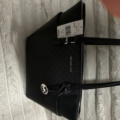 Michael Kors Black Logo Shoulder Bag for Women  with Zipper Accent