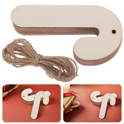  30 Pcs Candy Cane Unfinished Wood Cutouts Blank Wooden Plaque Ornaments