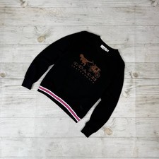 Coach Sweatshirt Embroidered Big Logo Men Size M Black