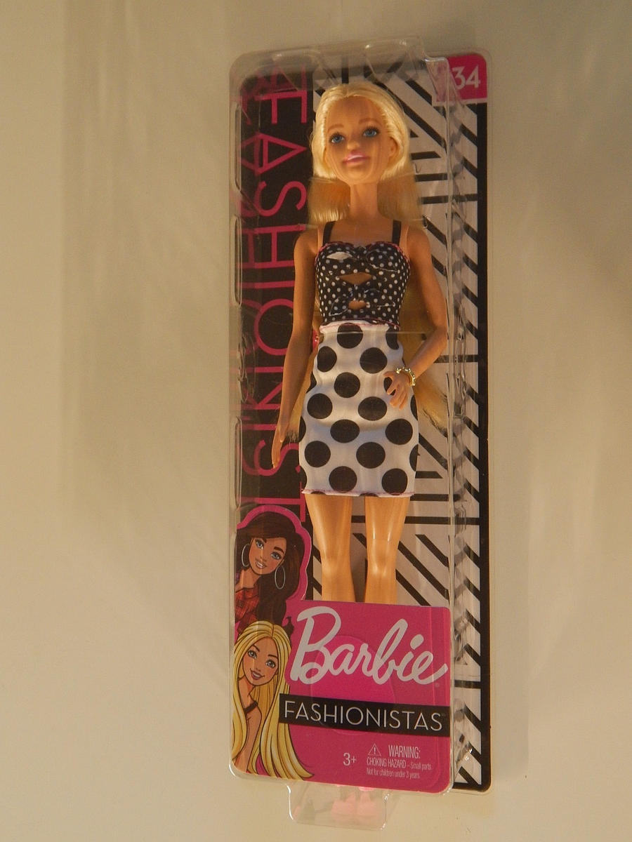 2019 Mattel Barbie Fashionistas 134 Doll Polka Dot Dress GHW50
