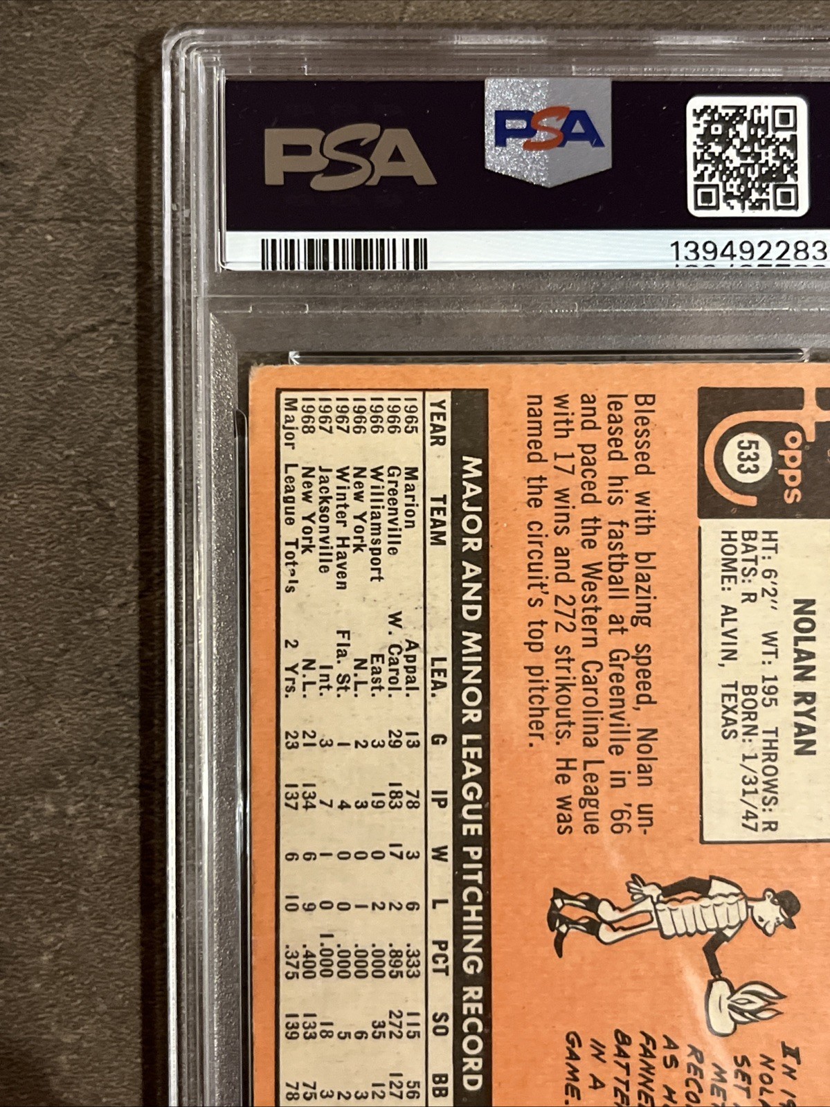 🔥🟦Nolan Ryan🟧🔥1969 Topps PSA 2 NICE! #533 Centered 1st Solo Card Mets view 13
